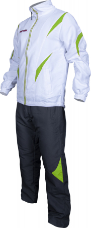 Tracksuit “Premium Quality” with black pants - size L = 180 cm, white-green [2]