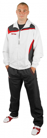 Ultimele bucati - Trening "Premium Class" cu pantaloni negri, Top Ten, Alb-Rosu, S