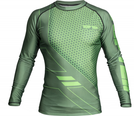 Tricouri sport barbati - Tricou Rash Guard “COMBat” , Top Ten, Verde, L