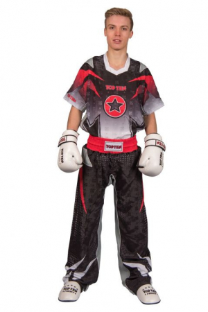 Ultimele bucati - Uniformă Kickboxing „Future”, aprobat WAKO, Top Ten, negru-gri, 140CM