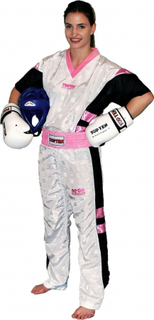 Dobok-uri, Uniforme, Combinezoane - Uniformă Kickboxing "NEON Limited", aprobat WAKO, Top Ten, Alb-Roz, 180 cm
