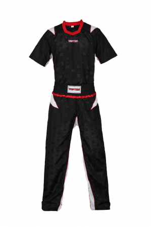Echipamente sportive copii - Uniforma Kickboxing "TTM", Top Ten, Negru-Alb, 130 cm