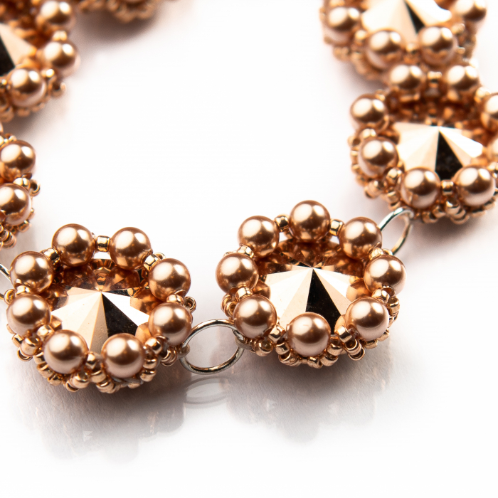 Bratara din perle si cristale Metalic Gold [3]