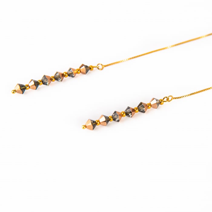 Cercei lungi cristale Iris Gold [3]
