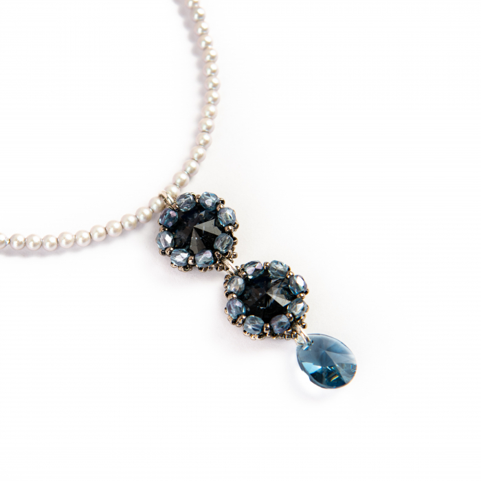 Colier perle dove grey si cristale blue [1]