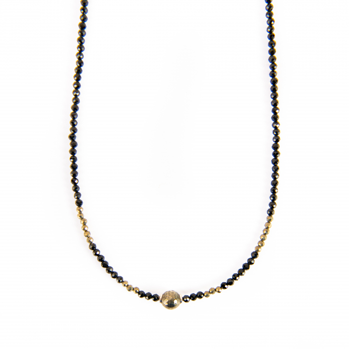 Colier spinel negru si pirita [2]
