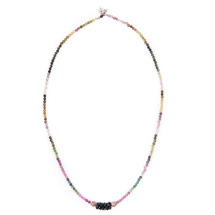 Colier piatra semipretioasa turmalina multicolora si spinel negru [2]