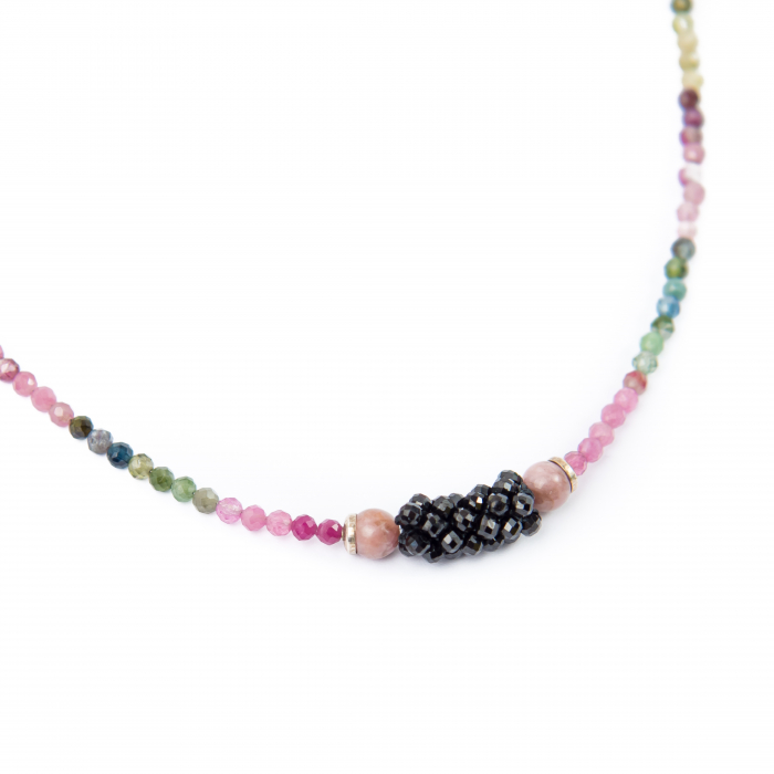 Colier piatra semipretioasa turmalina multicolora si spinel negru [1]