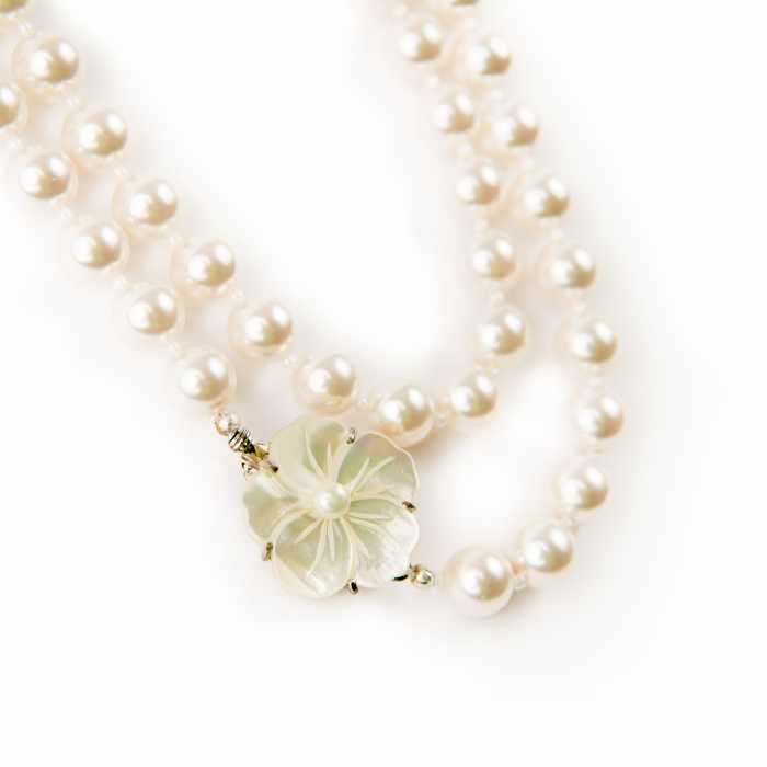 Colier perle inchis cu floare din sidef [4]