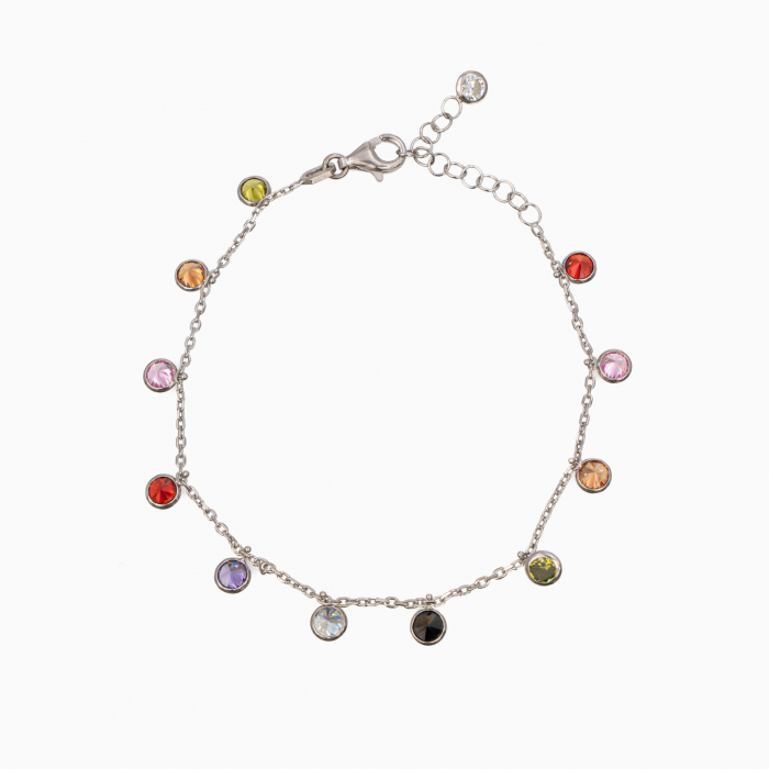 Bratara argint din argint rodiat accesorii din cristale multicolore cu dimetrul de 4,5 mm lungime 17-21 cm [3]