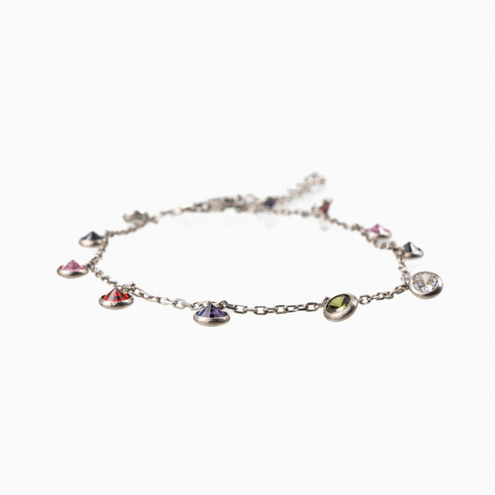 Bratara argint din argint rodiat accesorii din cristale multicolore cu dimetrul de 4,5 mm lungime 17-21 cm [1]