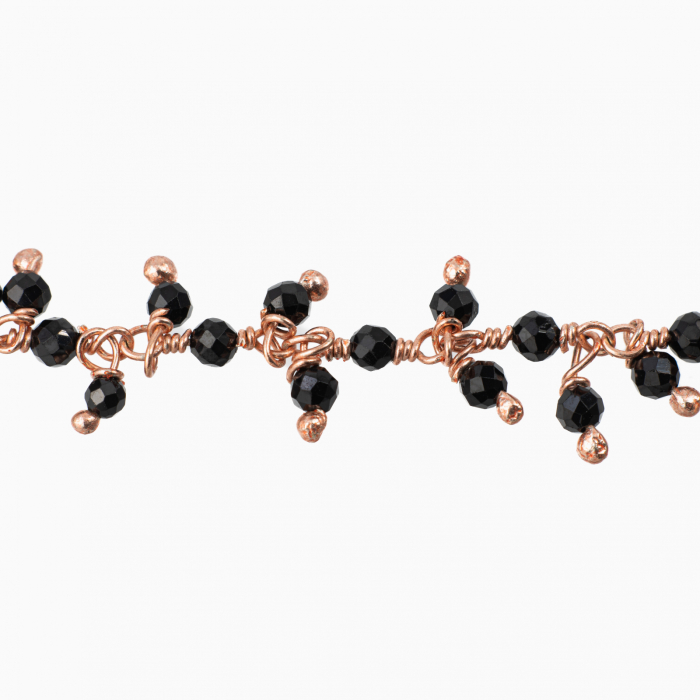 Bratara argint pietre semipretioase microfatetate spinel negru 2 mm lungime 17 cm [2]