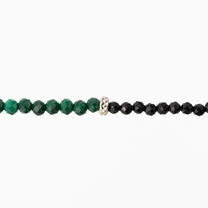 Bratara argint pietre semipretioase microfatetate spinel si malachit 2 mm din , elemente  decorative din argint lungime 16-20 cm [2]