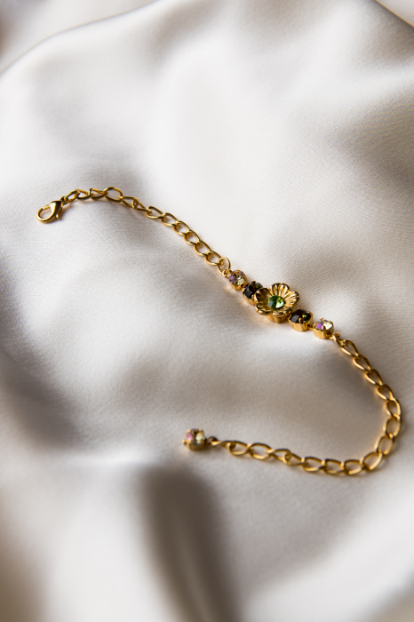 Bratara cristale Peridot Golden Plated [3]