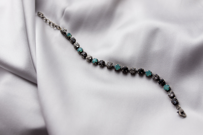 Mint Green Diamond Antique Silver Plated crystal bracelet [3]