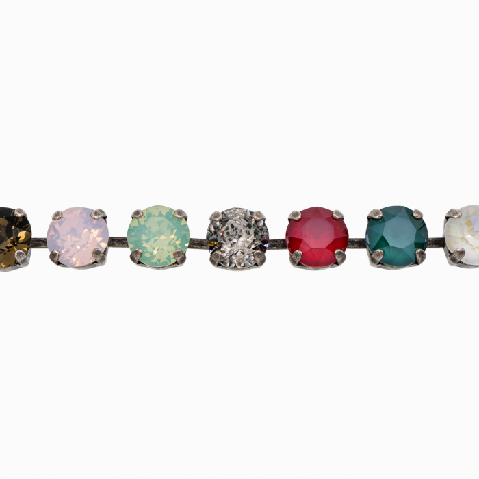Bratara cristale Austria, mix culori smoky quartz, rose water opal, chrysolite opal, crystal, silver patina, rayal red [2]