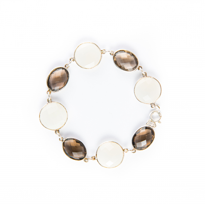 Mix of semi-precious stones: smoky quartz and moonstone bracelet [1]