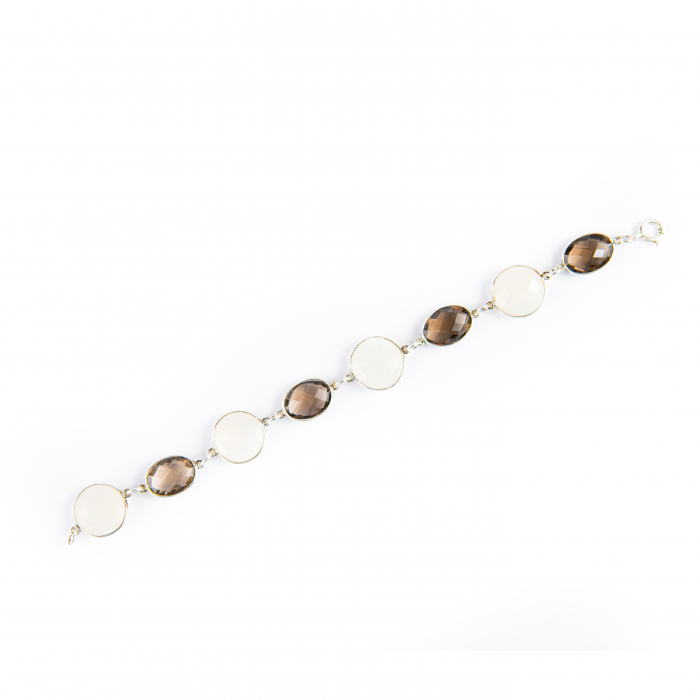 Mix of semi-precious stones: smoky quartz and moonstone bracelet [2]