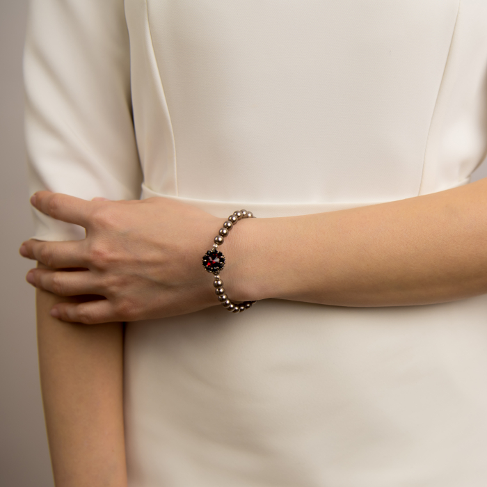 Siam Red crystals and latte pearls crystals bracelet [4]