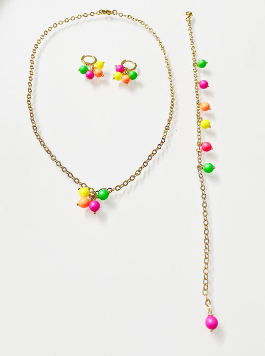 Colier perle mix culori neon [2]
