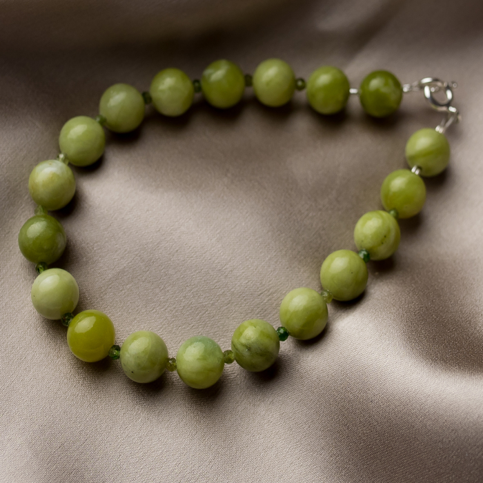 Jade semi-precious stone with micro faceted green Tourmaline bracelet [1]