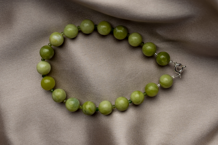 Jade semi-precious stone with micro faceted green Tourmaline bracelet [3]