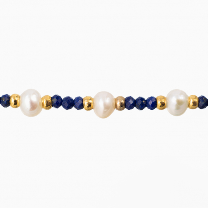 Bratara pietre semipretioase lapis lazuli microfatetat 2.5 mm perle de cultura de 4 mm lungime 16.5 cm [2]