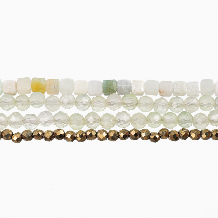 Bratara pietre semipretioase multisr 4 randuri din prehnit, hematit si cubulete de crisopraz cu inchizatoare megnetica [2]