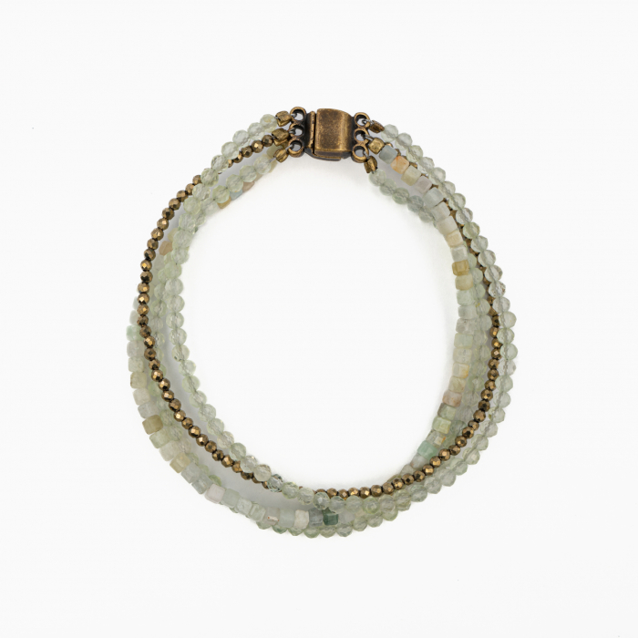 Bratara pietre semipretioase multisr 4 randuri din prehnit, hematit si cubulete de crisopraz cu inchizatoare megnetica [3]