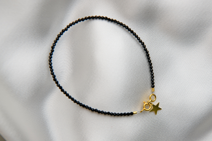 Black Spinel with golden star bracelet [2]