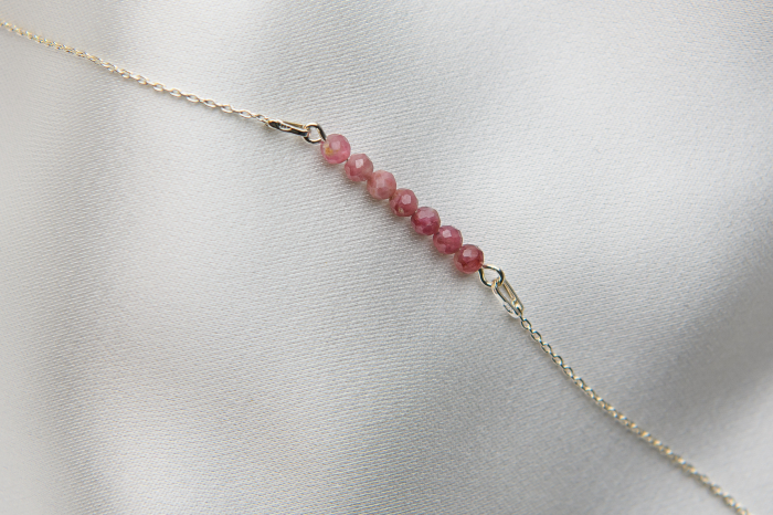 Micro faceted pink Tourmaline bracelet with chain [2]