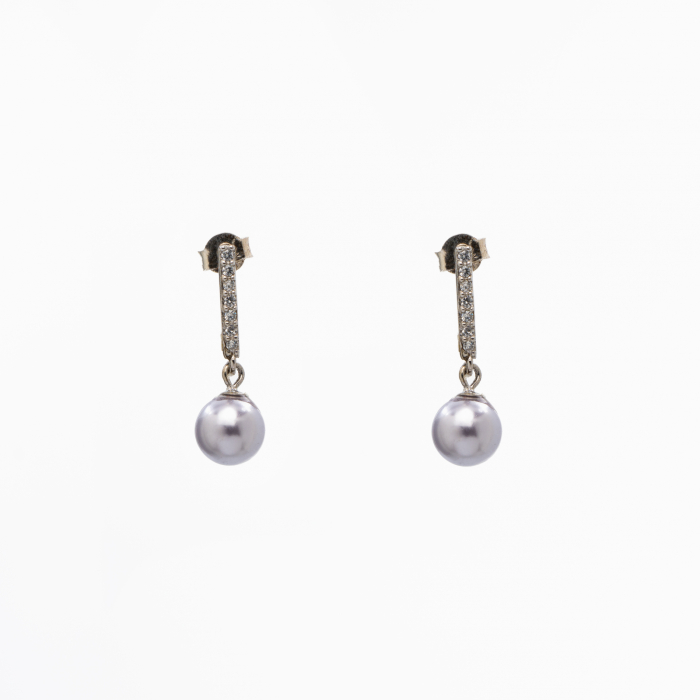 Cercei argint cristale Austria tip perla 8 mm si zirconiu [2]