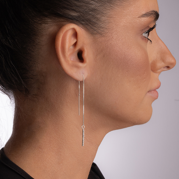 Cercei argint element din zirconiu lungime totala 12 cm. [2]