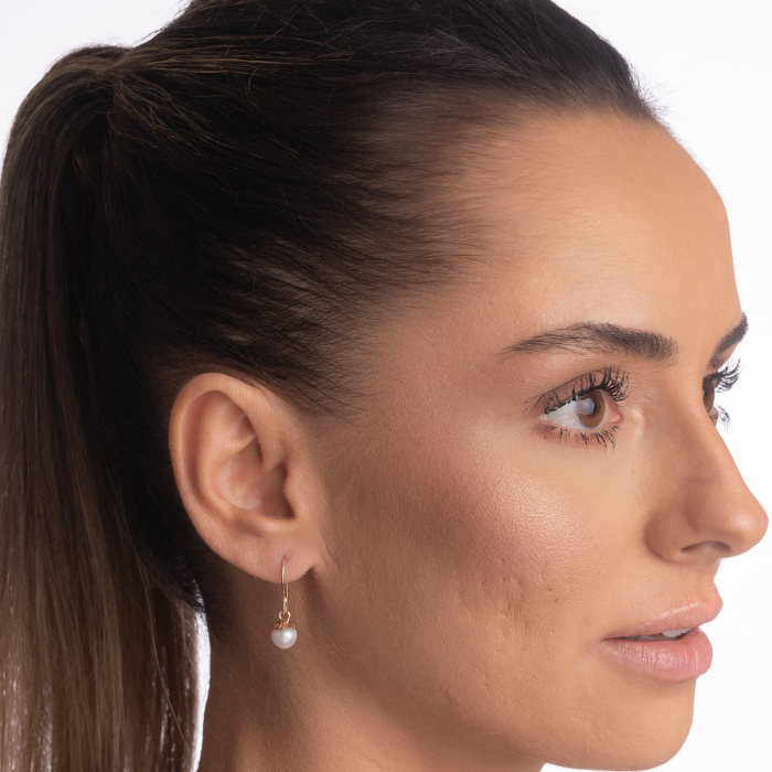 Cercei argint placat aur galben si perla de cultura alba de 7 mm [2]