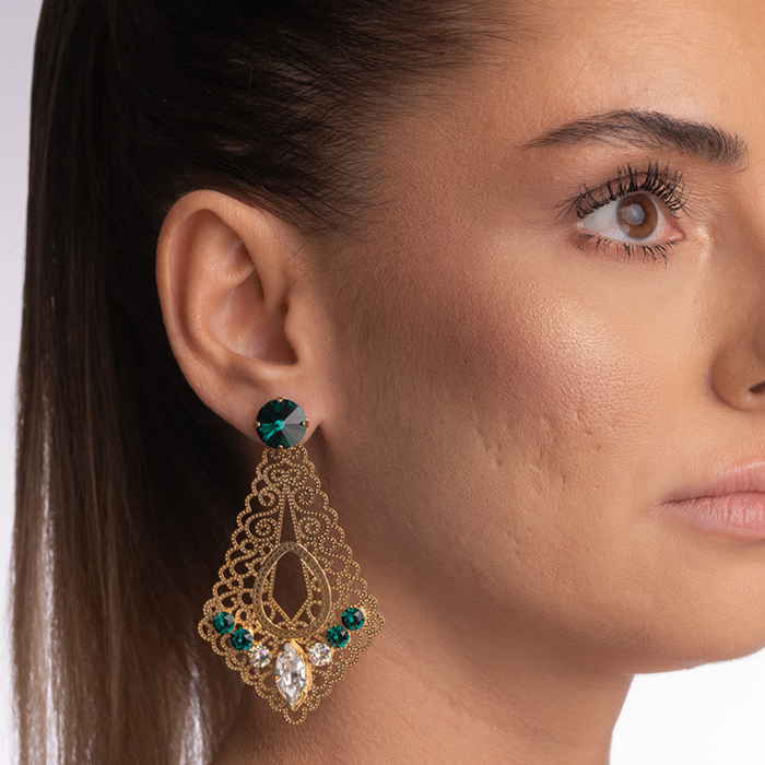 Cercei cristale Austria verde smarald [2]