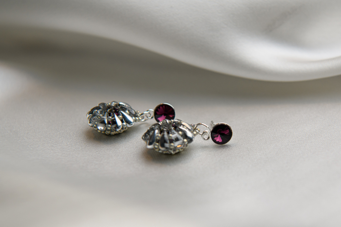 Amethyst Silver crystal earrings [2]