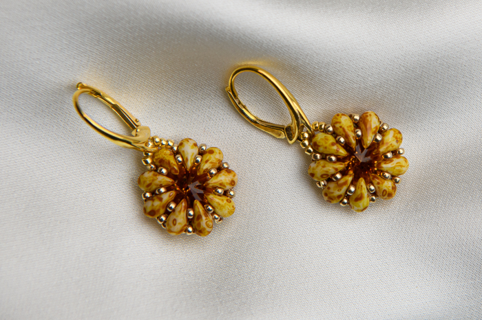Cercei cristale Topaz Gold cu tortite [2]