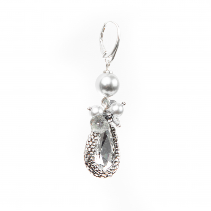 Cercei cristale si perle Silver Gray [2]
