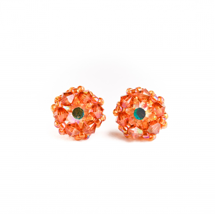 Rose Peach crystal earrings [2]