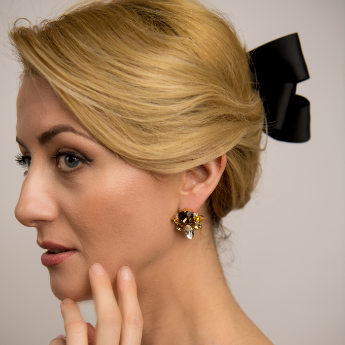 Flower Topaz Gold Plated crystal earrings [1]