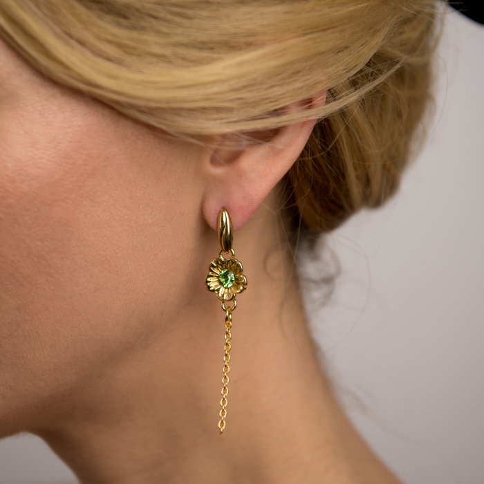 Flower Green Gold Plated crystal earrings [2]