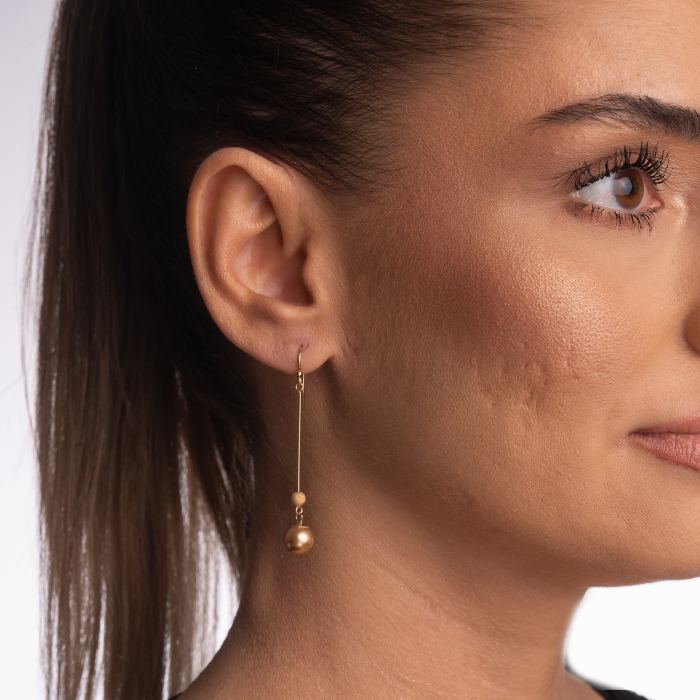 Cercei Gold filed 1/20 cristal tip perla gold Austria 8 mm lungime totala 5 cm [3]