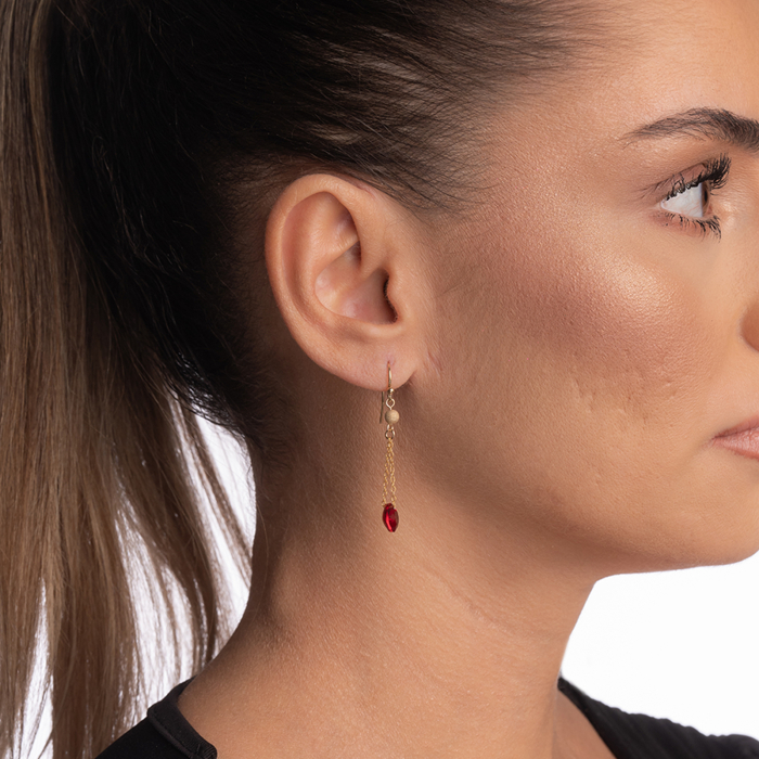 Cercei Gold filed 1/20 cristale Austria forma rotunda 10 mm culoarea ruby [2]