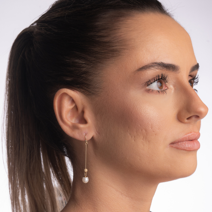 Cercei Gold filed 1/20 perla de cultura 7 mm lungime totala 5 cm [2]