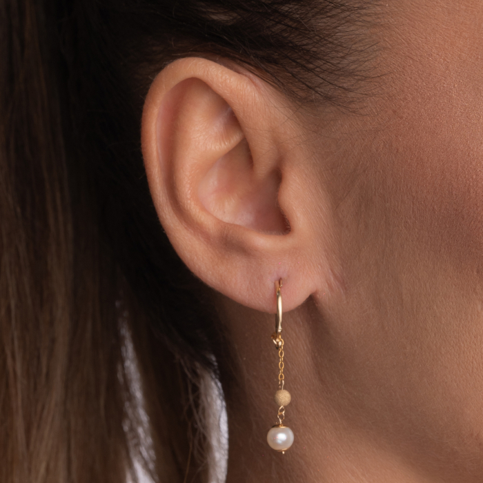 Cercei Gold filed 1/20 perle de cultura de cultura 6 mm lungime totala 5,5 cm tortite leverback [3]