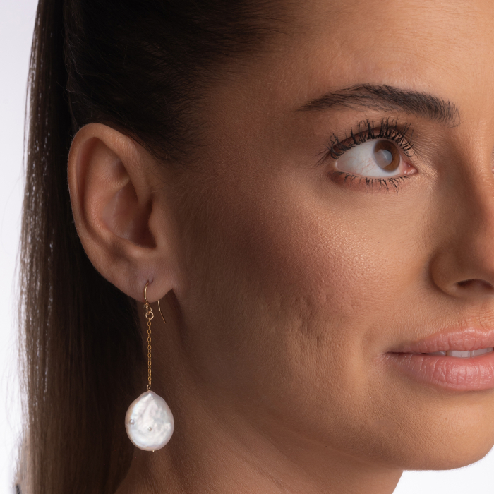 Cercei Gold filed 1/20  perle de cultura de cultura plate diametrul 18 mm [3]