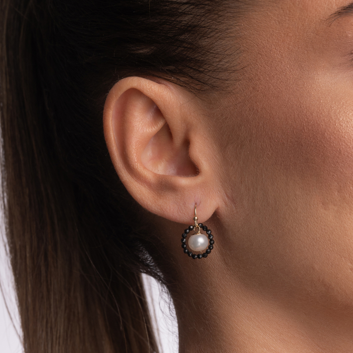 Cercei Gold filed 1/20 pietre semipretioase spinel perla de cultura 7  lungime 2.5 cm [2]