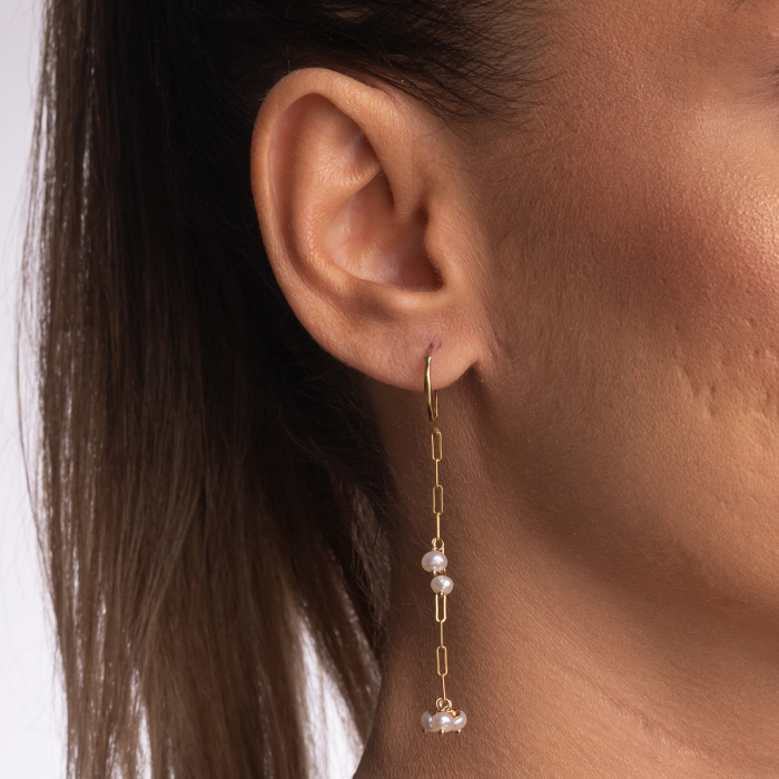 Cercei perle cultura 4 mm lant paperclip Gold filled 1/20 14K [3]