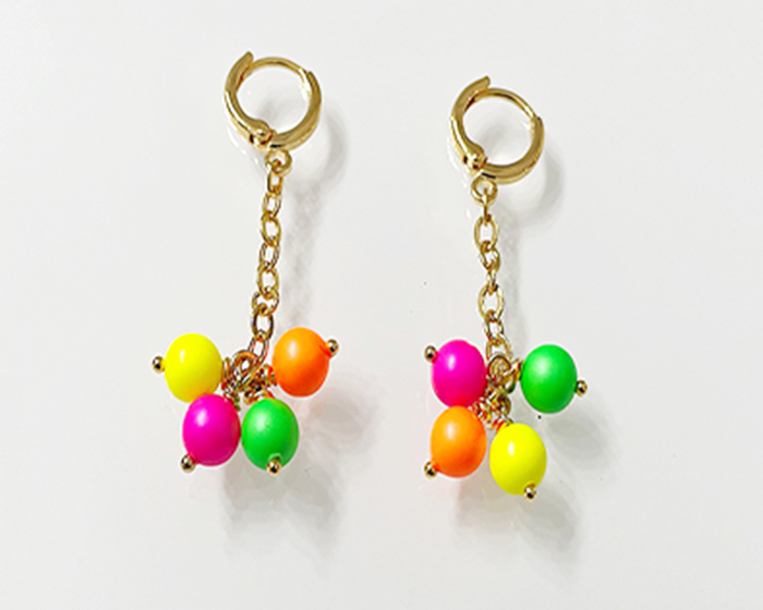 Long mix neon colors pearl earrings [1]