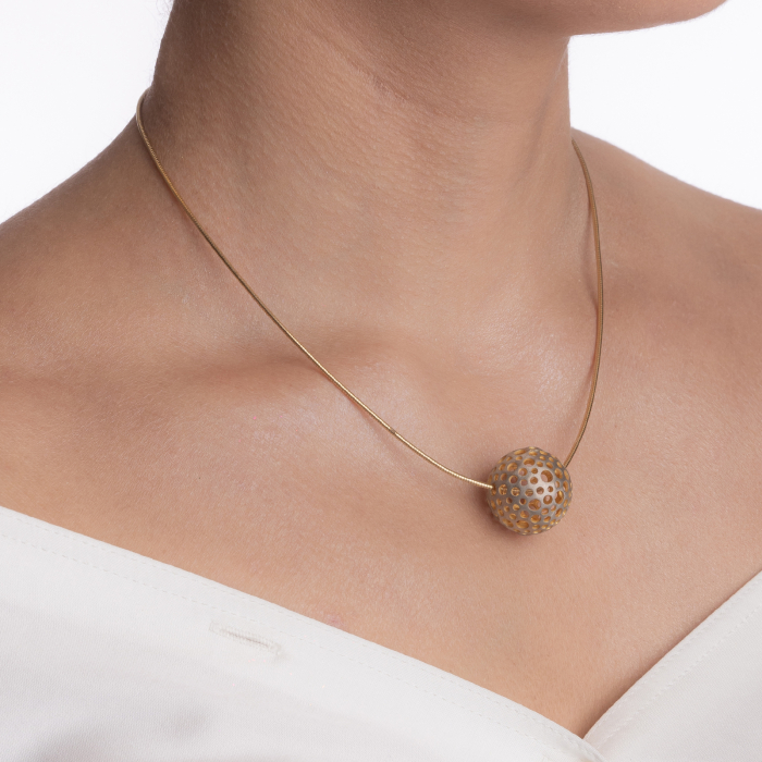 Colier argint aurit cu bila de 20 mm lungime 42 cm [3]